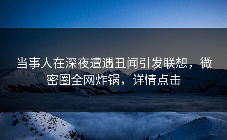 当事人在深夜遭遇丑闻引发联想，微密圈全网炸锅，详情点击