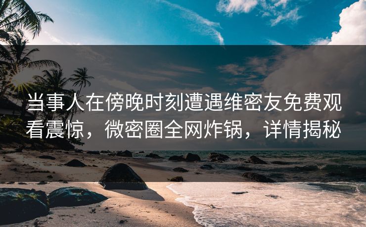 当事人在傍晚时刻遭遇维密友免费观看震惊，微密圈全网炸锅，详情揭秘